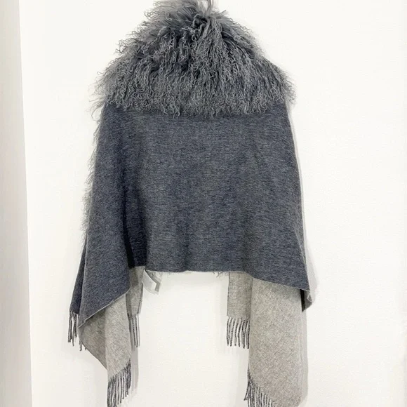 POLOGEORGIS NEW 100% Dyed Lamb Fur Cape/Shawl One Size - Picture 5 of 8